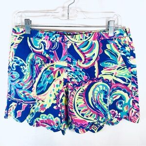 LILLY PULITZER Magnolia Scalloped Shorts Toucan Play Pattern Side Zipper